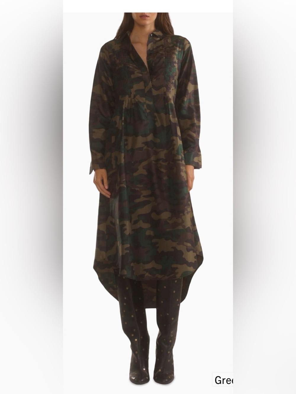 Cynthia Rowley Camo Silk Midi Shirtdress L  retails $595